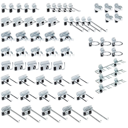 63 Pc. Steel Pegboard Hook Assortment for LocBoard MPN:LH2-KIT