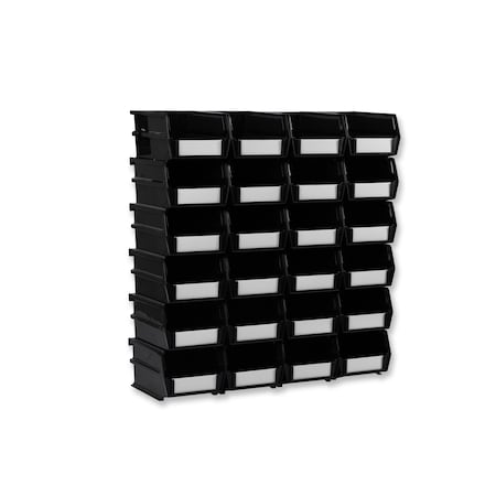 Stacking Hanging Interlocking Bins, Polypropylene, Black, 5-3/8