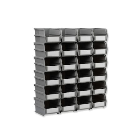 Stacking Hanging Interlocking Bins, Gray, Polypropylene, 5-3/8
