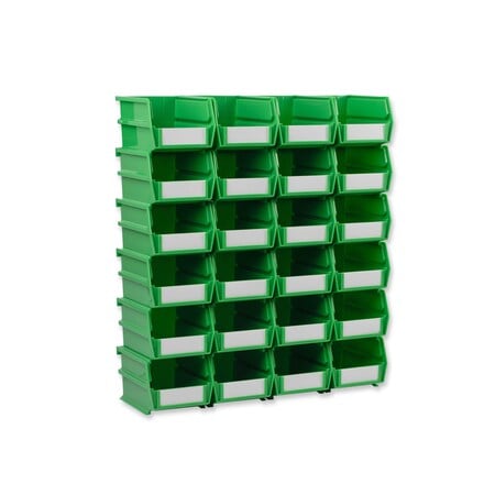 Stacking Hanging Interlocking Bins, Polypropylene, Green, 5-3/8