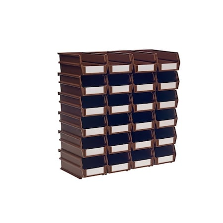 Stacking Hanging Interlocking Bins, Polypropylene, Brown, 7-3/8