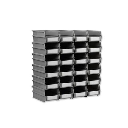 Stacking Hanging Interlocking Bins, Polypropylene, Gray, 7-3/8