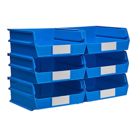 Storage Bin, Plastic, Blue, 5 in H, 11 in W, 10 7/8 in L MPN:3-235B