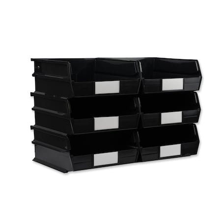 Stacking Hanging Interlocking Bins, Polypropylene, Black, 10-7/8