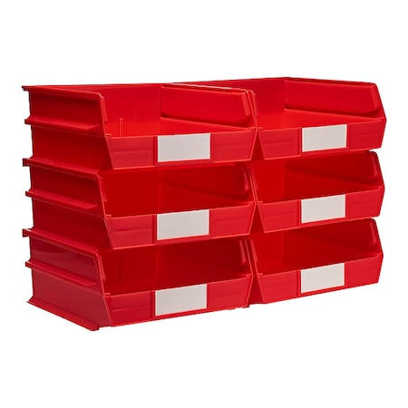 Storage Bin, Plastic, Red, 5 in H, 11 in W, 10 7/8 in L MPN:3-235R