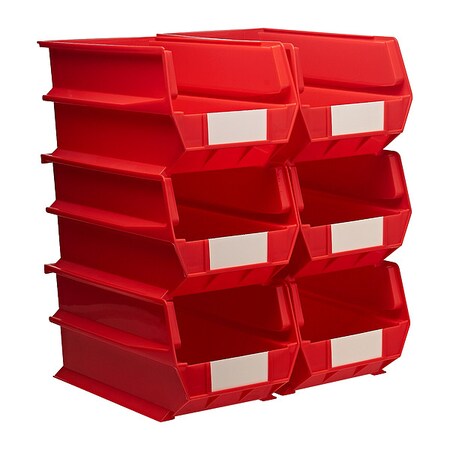 Storage Bin, Plastic, Red, 7 in H, 8 1/4 in W, 14 3/4 in L MPN:3-240R