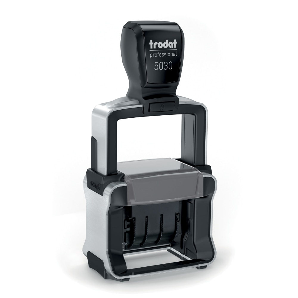 Trodat Professional 4.0 10-Year Heavy-Duty Stainless-Steel Self-Inking Date Stamp, MMM DD YYYY, 1 1/2in Impression MPN:120438