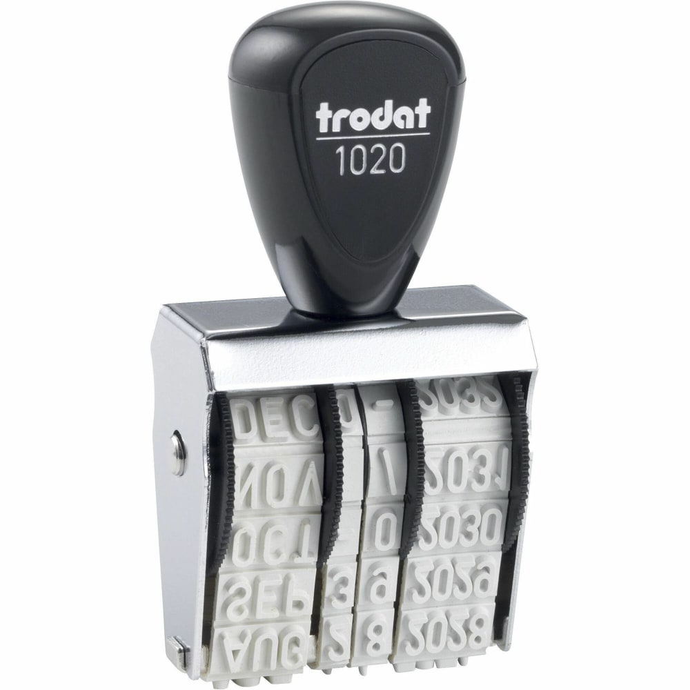 Trodat Size 2 Rubber Date Stamp - Date Stamp - 0.19in Impression Length - 4 Bands - Gray - Rubber, Steel - 1 Each MPN:RD020