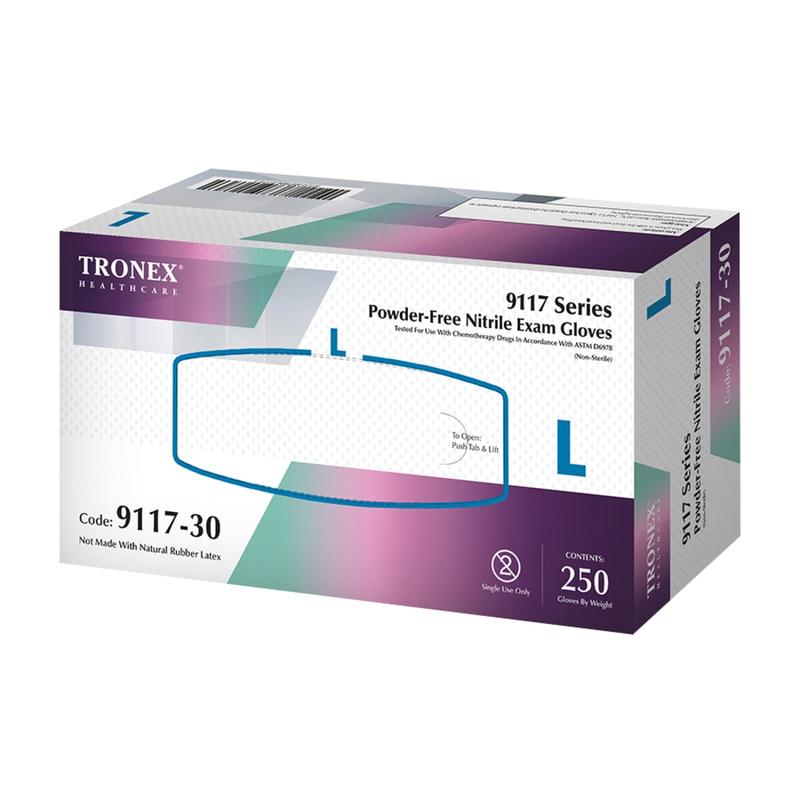 Tronex New Age Chemo-Rated Powder-Free Exam Gloves, Large, Violet/Blue, Pack Of 250 Gloves (Min Order Qty 2) MPN:9117-30BX