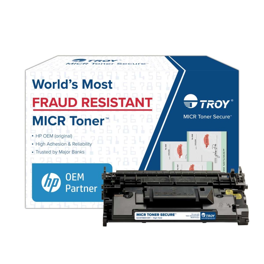 TROY 4001 MICR Toner Secure High-Yield Black Toner Cartridge, 02-W1480X-001 MPN:02-W1480X-001