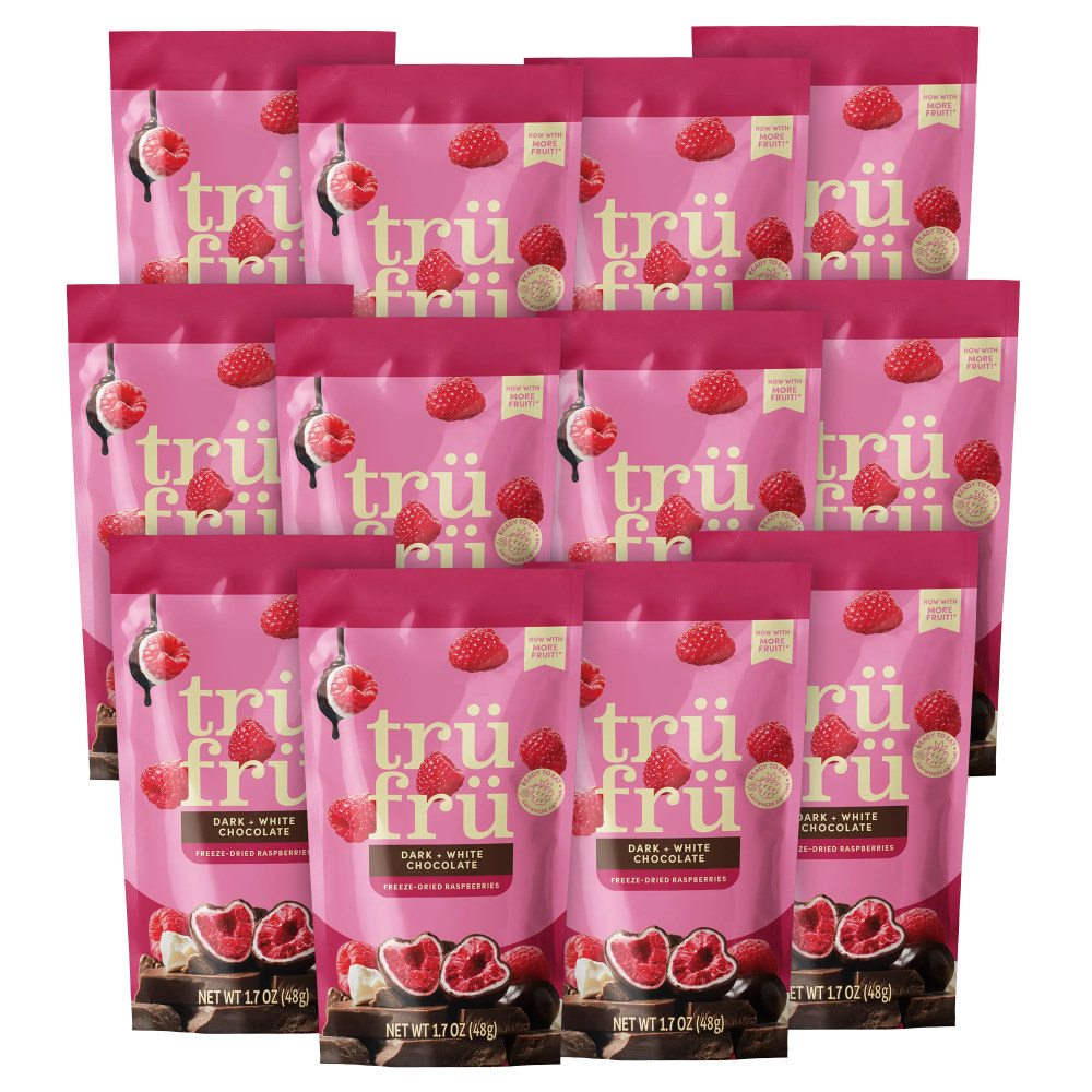 Tru Fru Hyper-Dried Grab & Go Raspberries In White & Dark Chocolate, 1.7 Oz, Total Qty 12 MPN:10850048358208