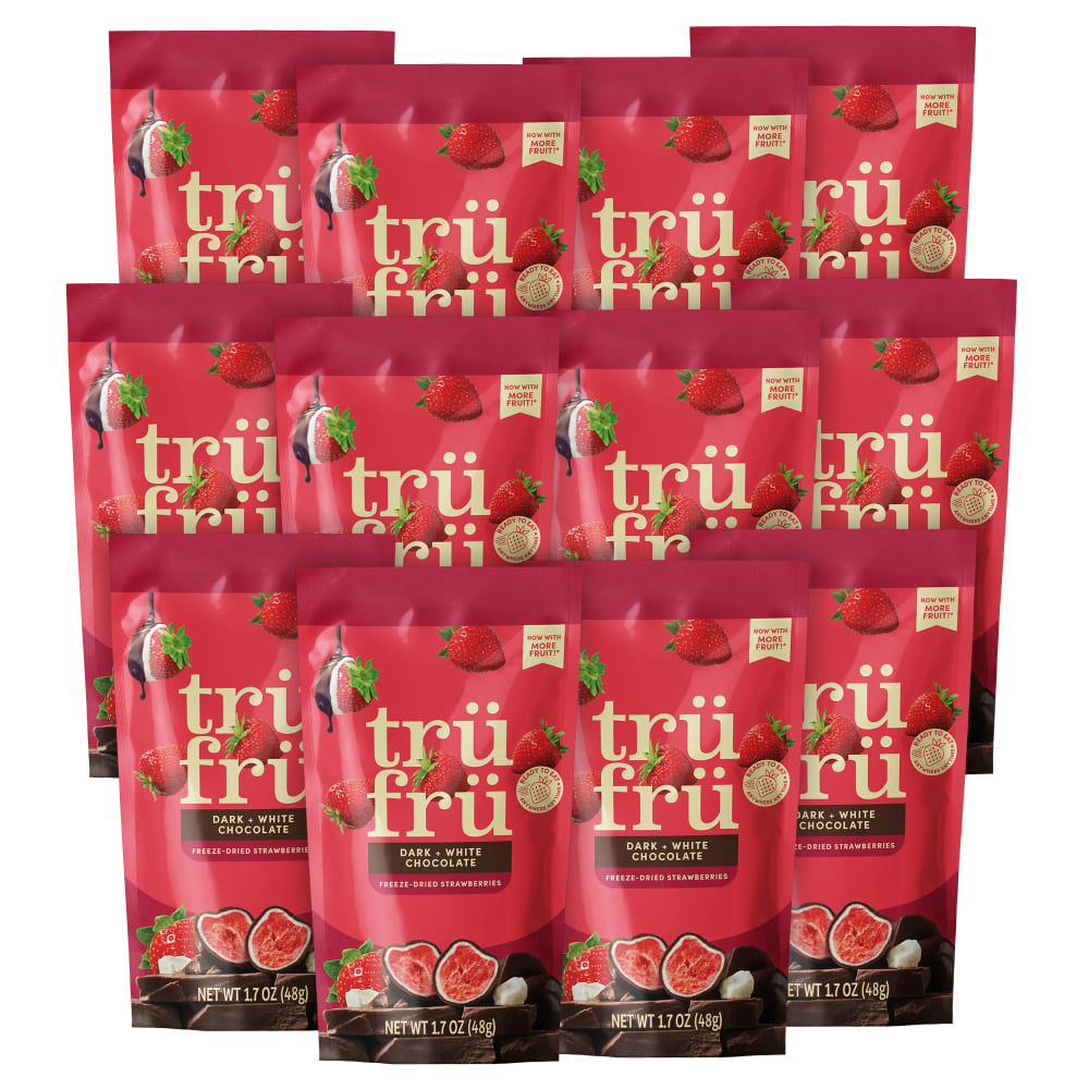 Tru Fru Hyper-Dried Grab & Go Strawberries In White & Dark Chocolate, 1.7 Oz, Total Qty 12 MPN:10850048358338