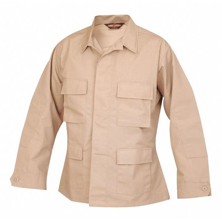 BDU Coat, 65% Polyester/35% Cotton Ripstop, Button, Khaki, L Long MPN:1310