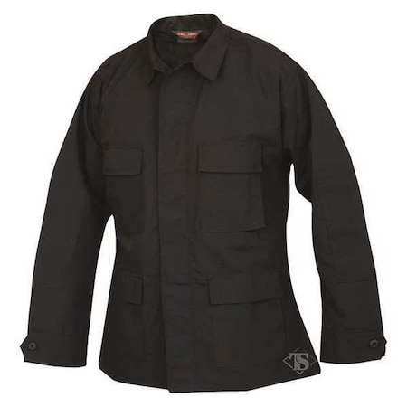 Jacket, 65% Polyester/35% Cotton Ripstop, Button, Black, L/2XL MPN:1320