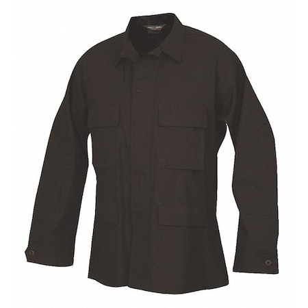 BDU Coat, 100% Cotton Ripstop, Button, Black, L MPN:1532