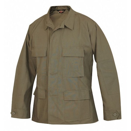 BDU Coat, 100% Cotton Ripstop, Button, OD Green, Xl MPN:1568