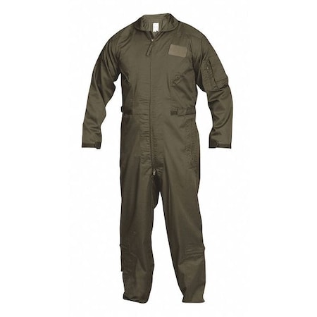 Flight Suit, 65% Polyester/35% Cotton Twill, 6.5 oz Fabric Weight, 34 in Inseam, Sage, L Long MPN:2656