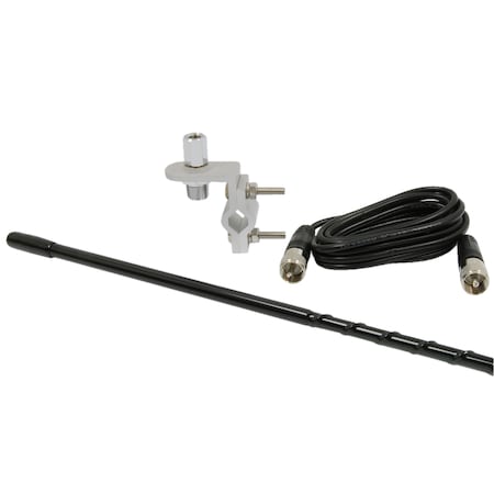 3' Mirror Mount Fiberglass CB Antenna Kit, Black MPN:TS-83B