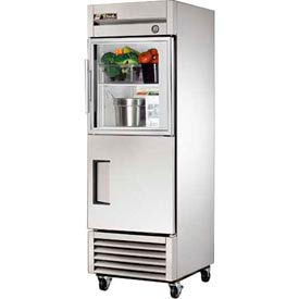 True® T-Series Reach In Refrigerator 23 Cu. Ft. Stainless Steel 1 Half Glass/1 Half Solid Door T-23-1-G-1-HC-FGD01
