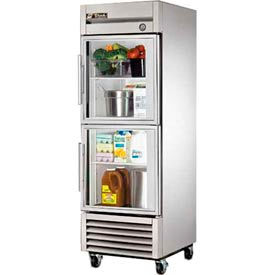 True® T-Series Reach In Refrigerator 23 Cu. Ft. Stainless Steel Two Glass Swing Doors T-23G-2-HC-FGD01