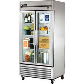 True® T-Series Reach In Refrigerator 35 Cu. Ft. Stainless Steel Glass Swing Doors T-35G-HC-FGD01