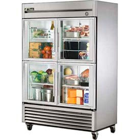 True® T-Series Reach In Refrigerator 49 Cu. Ft. Stainless Steel 4 Glass Doors T-49G-4-HC-FGD01