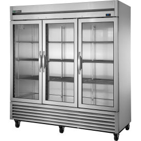 True® T-Series Reach In Refrigerator 72 Cu. Ft. Stainless Steel 3 Glass Doors T-72G-HC-FGD01