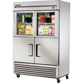 True® TS-Series Reach In Refrigerator 49 Cu. Ft. Stainless Steel 2 Glass/2 Solid Doors TS-49-2-G-2-HC-FGD01