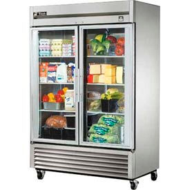 True® TS-Series Reach In Refrigerator 49 Cu. Ft. Stainless Steel 2 Glass Swing Doors TS-49G-HC-FGD01