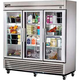 True® TS-Series Reach In Refrigerator 72 Cu. Ft. Stainless Steel 3 Glass Swing Doors TS-72G-HC-FGD01