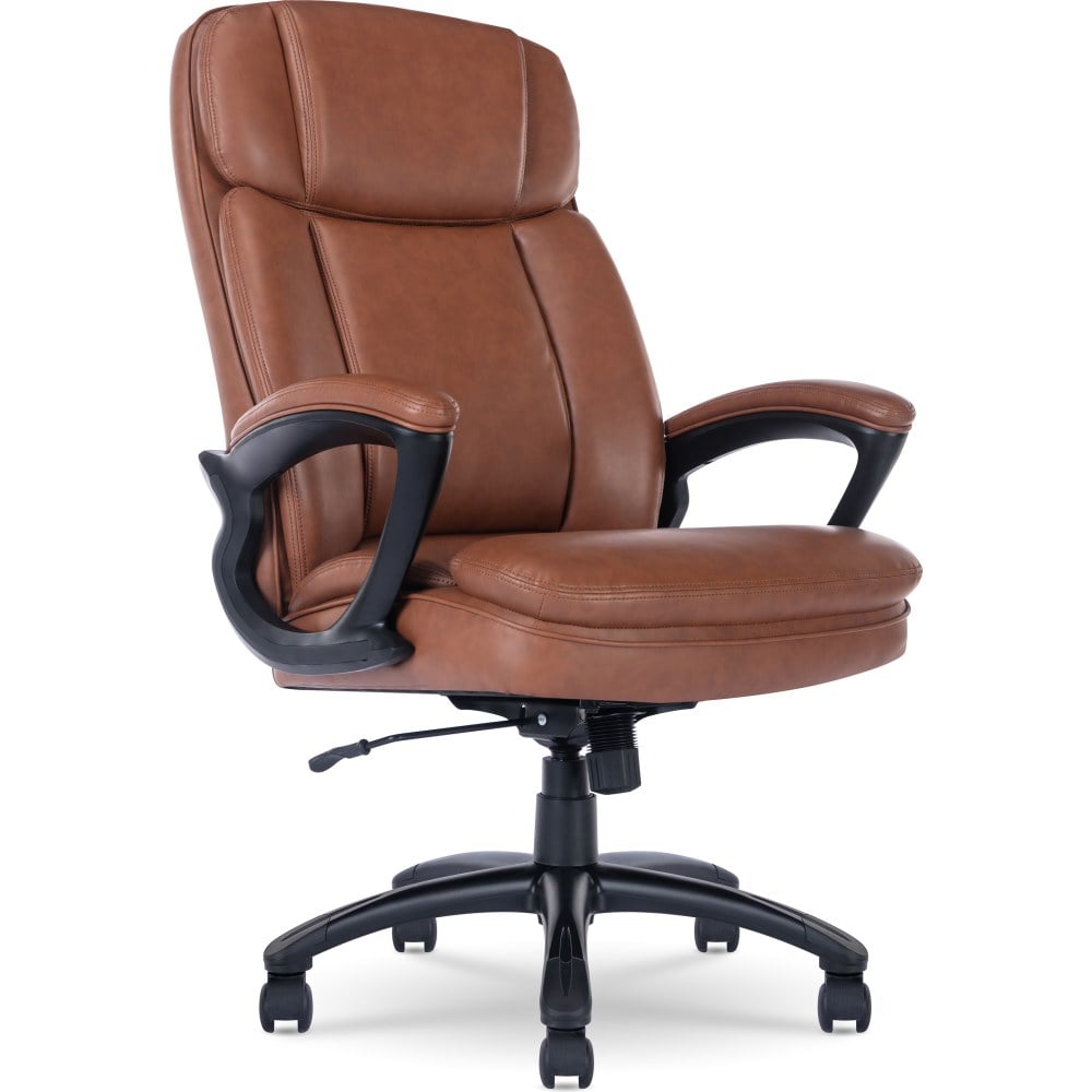 Serta Big And Tall Ergonomic Bonded Leather High-Back Office Chair, Cognac/Black MPN:43675C