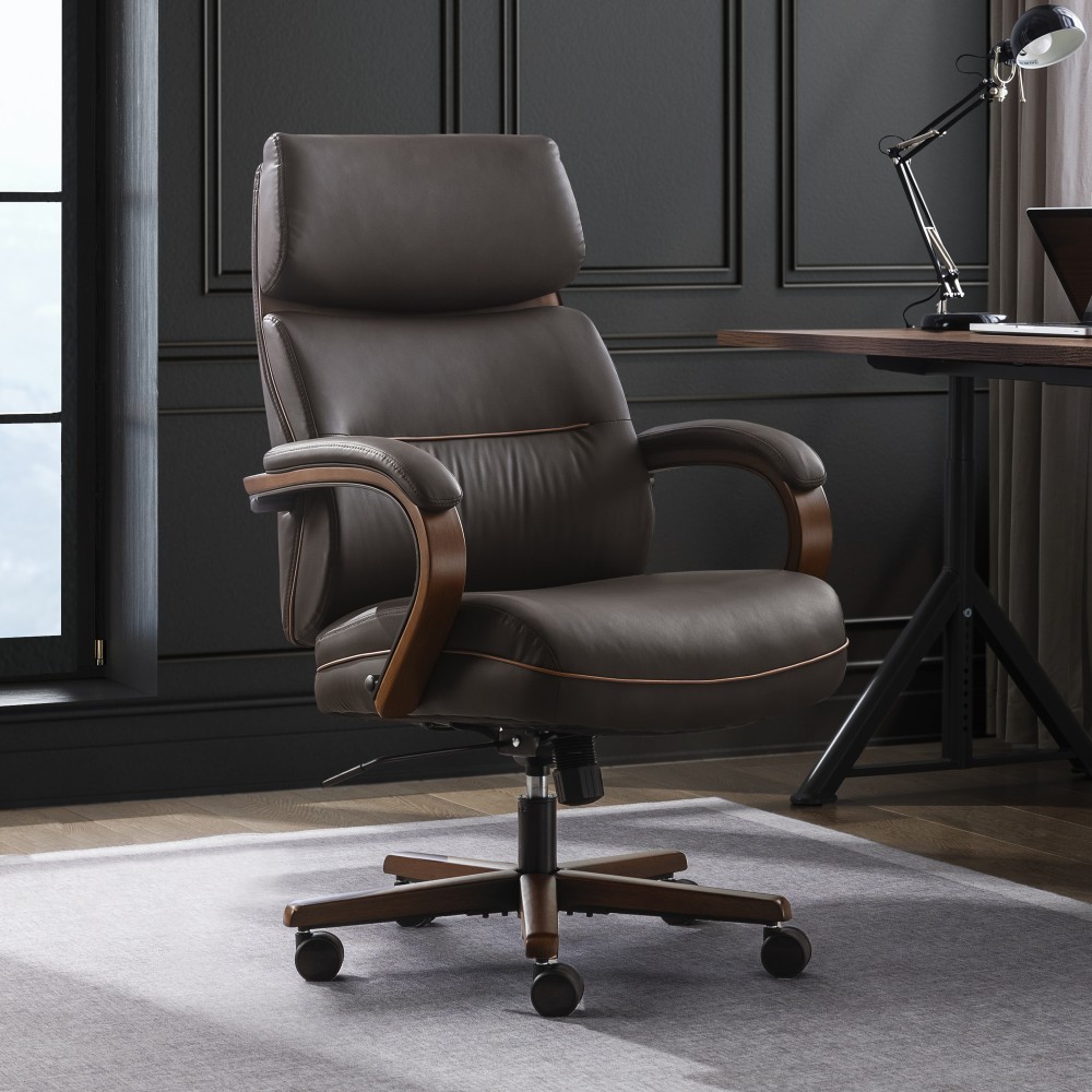 Finch Neo Two Ergonomic Vegan Leather Mid-Back Executive Office Chair, Brown/Cognac MPN:52373-BRN