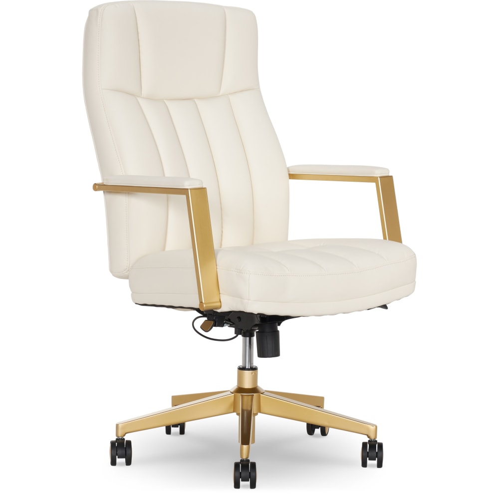 Thomasville Lyndale Ergonomic Faux Leather Mid-Back Office Chair, Cream MPN:52643-CRM