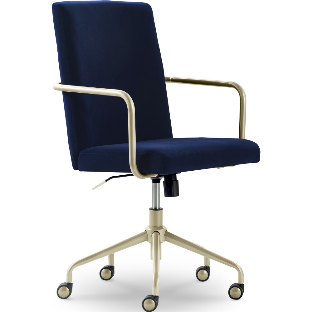 Elle Decor Giselle Modern Ergonomic Fabric Mid-Back Home Office Desk Chair, Navy Blue/Gold MPN:CHR10058C