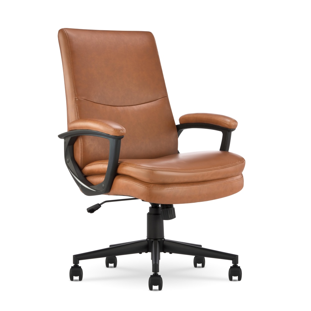 Serta Comfort Modern Ergonomic Bonded Leather High-Back Executive Office Chair, Cognac MPN:CHR10132D