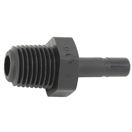 Push-Fit Adapter Fitting, 1/4 in Tube Size, PVDF, Black MPN:FB4TMC2