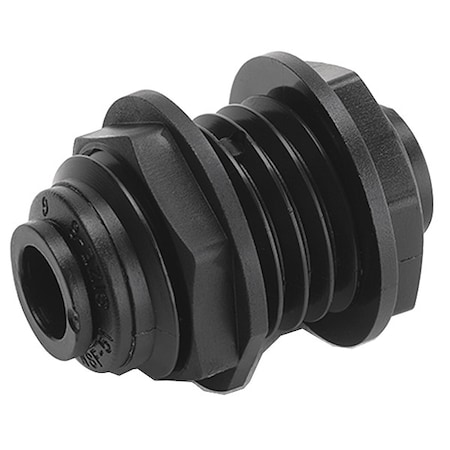Push-Fit Union Fitting, 3/8 in Tube Size, PVDF, Black MPN:FB6BU6-HBLK