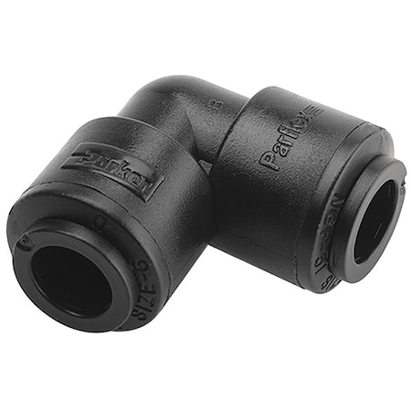 Push-Fit Elbow Fitting, 3/8 in Tube Size, PVDF, Black MPN:FB6EU6-HBLK