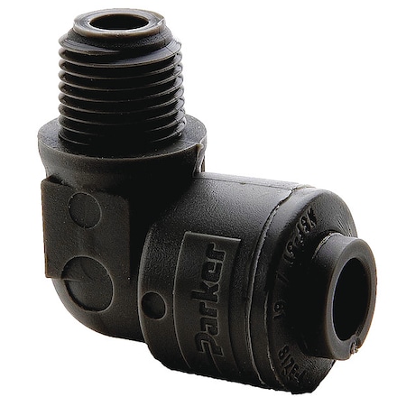 Push-Fit Elbow Fitting, 3/8 in Tube Size, PVDF, Black MPN:FB6ME4-HBLK