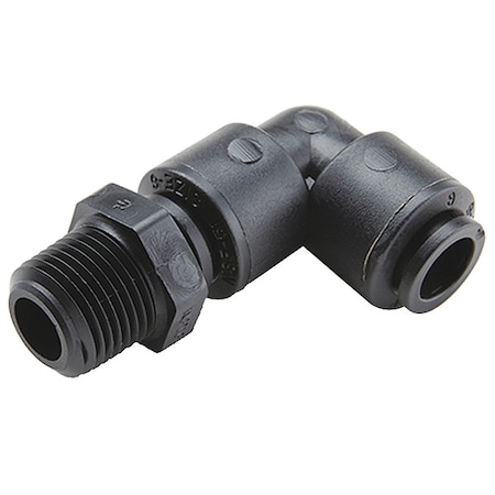 Push-Fit Elbow Fitting, 3/8 in Tube Size, PVDF, Black MPN:FB6MES4-HBLK