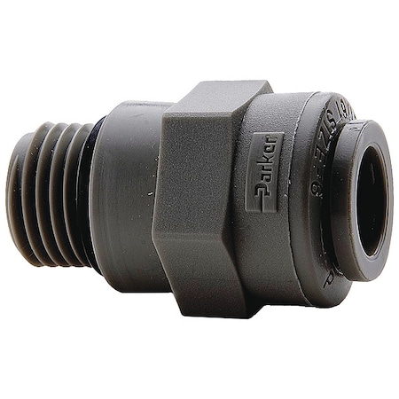 Push-Fit Adapter Fitting, 3/8 in Tube Size, PVDF, Black MPN:FB6ST9-HBLK