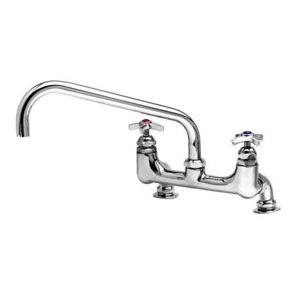 T&S Brass Deck-Mount Big-Flo Faucet, 12in Spout, 8in Centers, Stainless MPN:B-0293