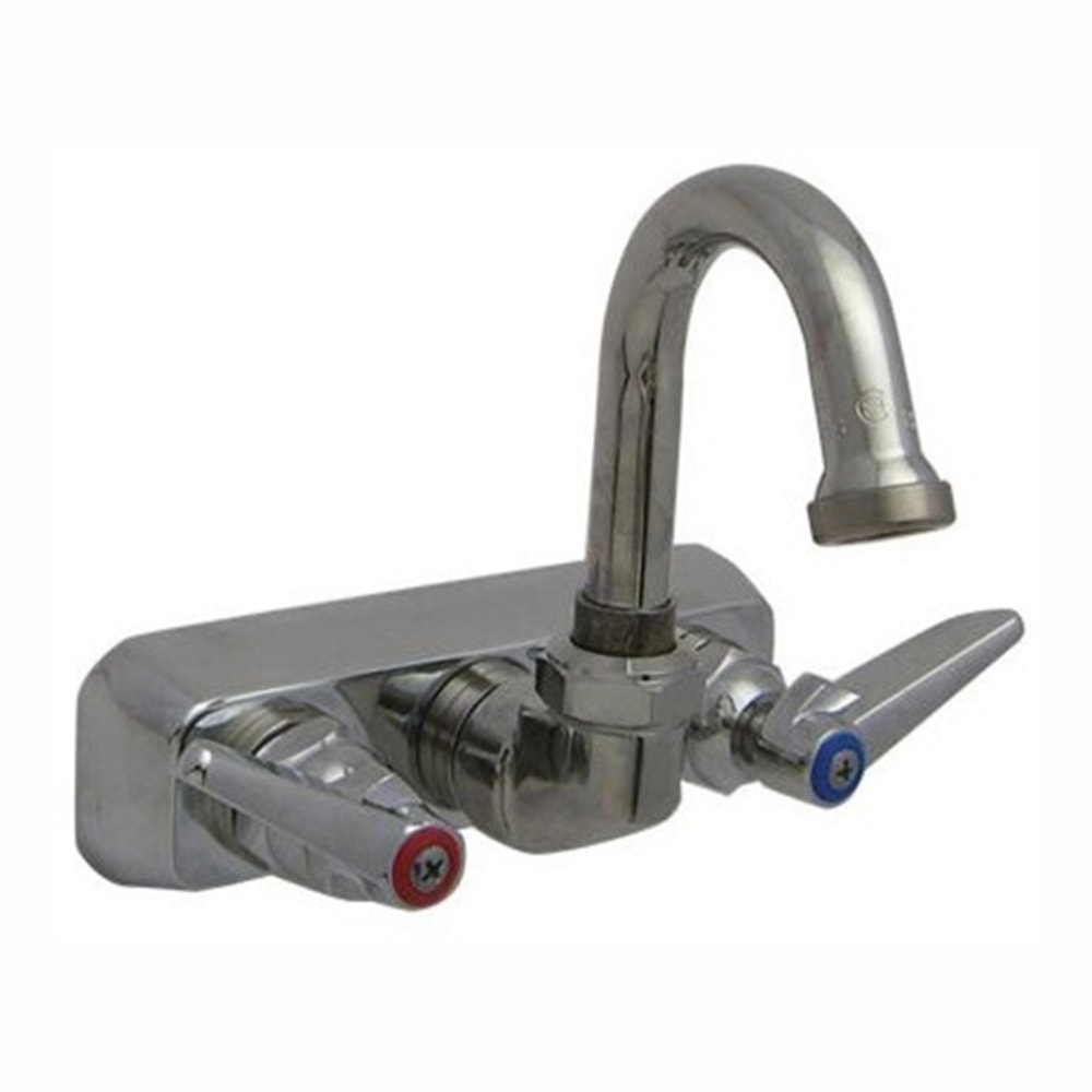 T&S Brass Wall-Mount Workboard Faucet, 3in Nozzle, 4in Centers, Stainless MPN:B-1146-01