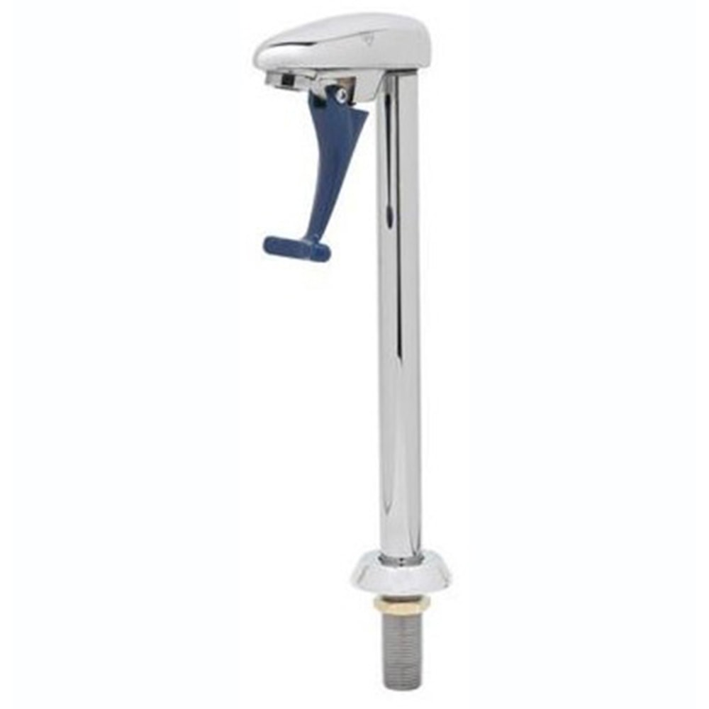 T&S Brass Deck-Mount Pedestal Glass Filler, 10inH, Stainless/Dark Blue MPN:B-1210-01M