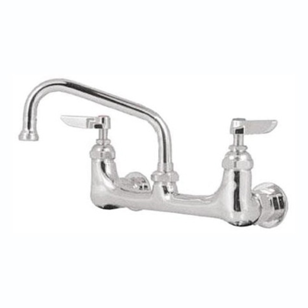 T&S Brass Wall-Mount Double Pantry Faucet, 8in, Stainless Steel MPN:B-2414