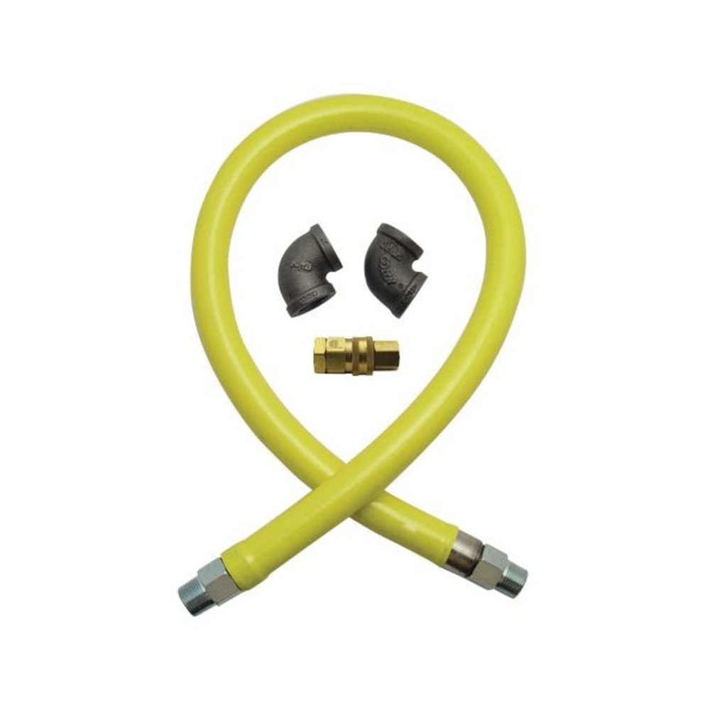 T&S Brass Safe-T-Link Gas Hose, 3/4in x 48in, Yellow MPN:HG-4D-48