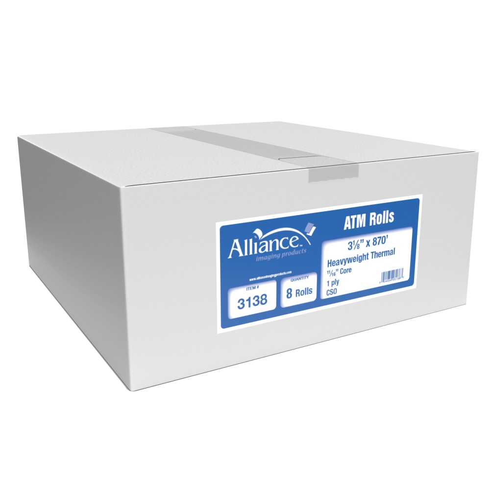 TST/Impreso Banking/Teller Window/ATM Rolls, Heavyweight Thermal, 3-1/8in x 870ft, White, Pack Of 8 Rolls MPN:3138