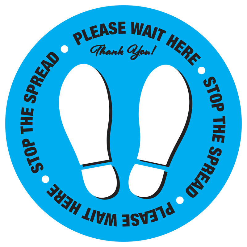Alliance Social Distancing Floor Decals, Stop The Spread, 8-1/2in Round, Blue, Pack Of 25 Floor Decals MPN:667000