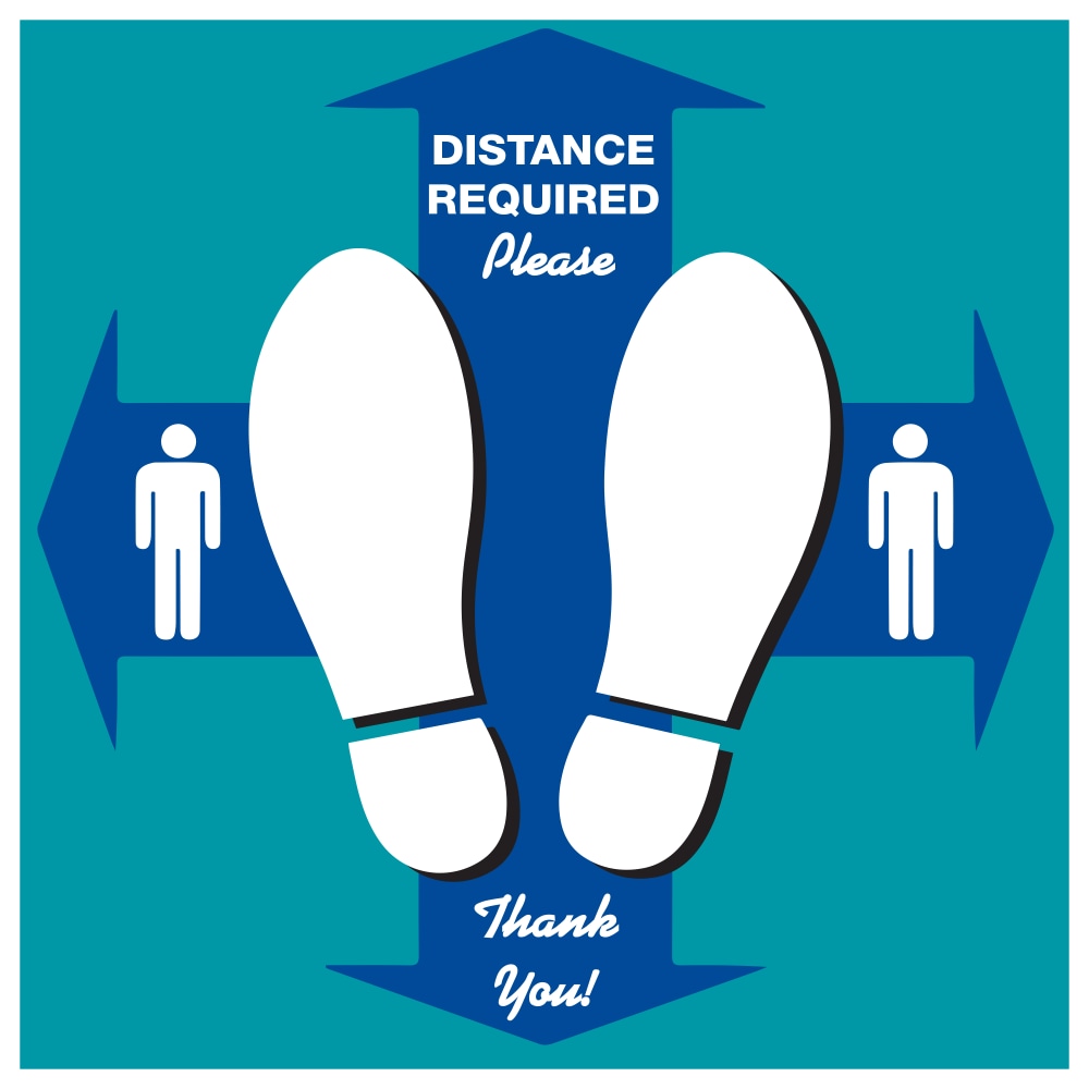 Alliance Social Distancing Decal Graphics, 12in, Distance Required, Set Of 25 Graphics MPN:667015