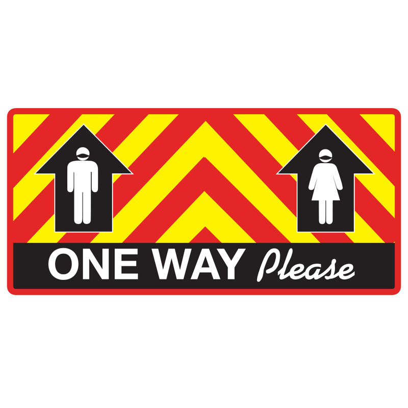 Alliance Adhesive Social Distance Labels, 8in x 17in, One Way Please, Set Of 25 Labels MPN:667017